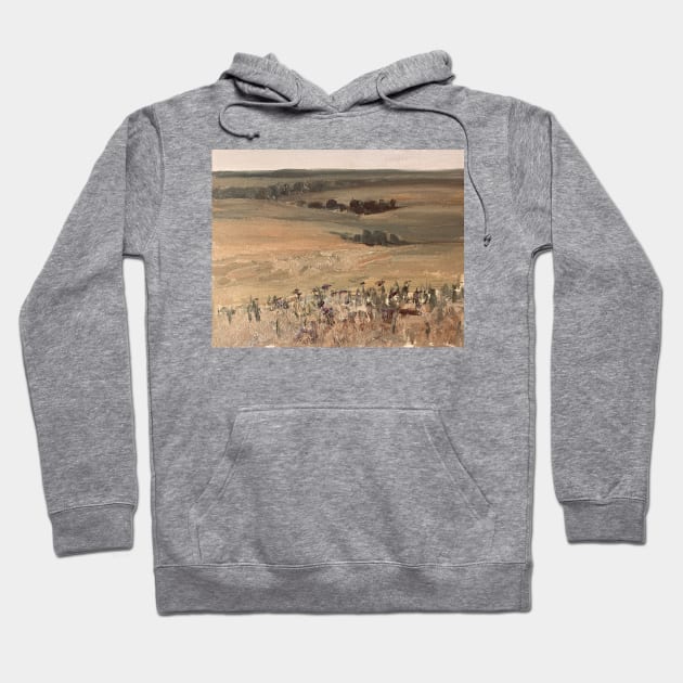 The Warm Landscape Oil on Canvas Vintage Painting Hoodie by Gallery Digitals